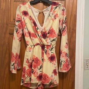 Floral surplice romper